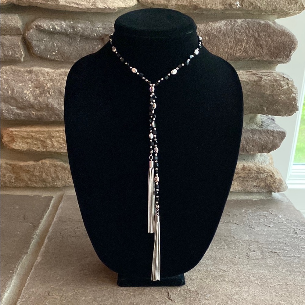 White House Black Market Long Beaded Tassel Necklace